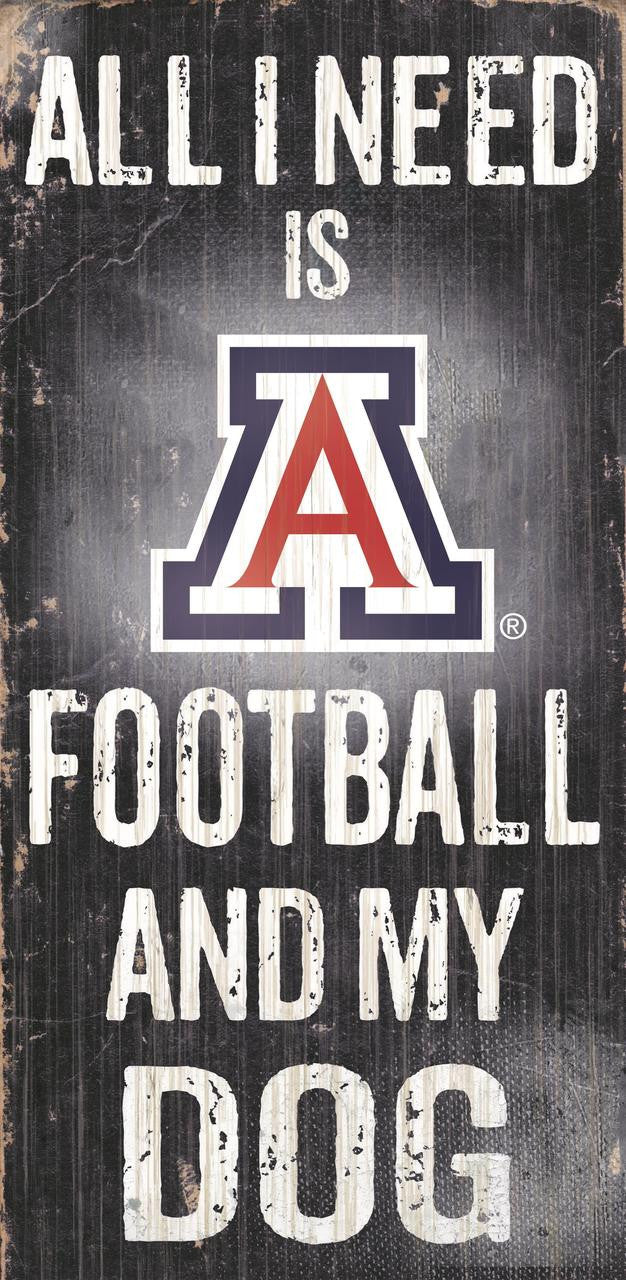 Arizona Wildcats Wood Sign - Football and Dog 6x12