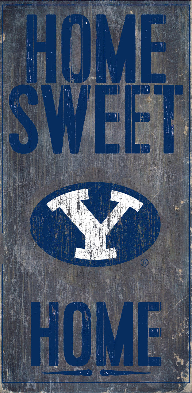 BYU Cougars Wood Sign - Home Sweet Home 6x12