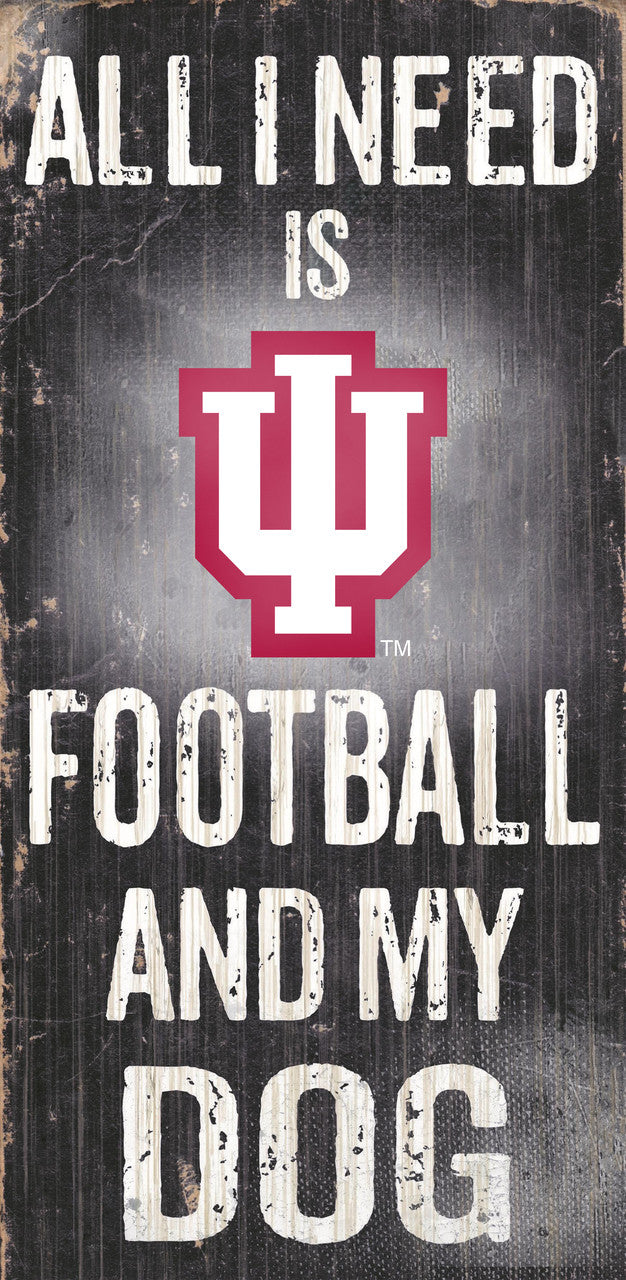 Indiana Hoosiers Wood Sign - Football and Dog 6x12