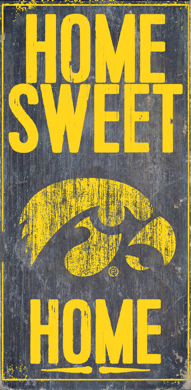 Letrero de madera de Iowa Hawkeyes: Hogar, dulce hogar, 6 x 12