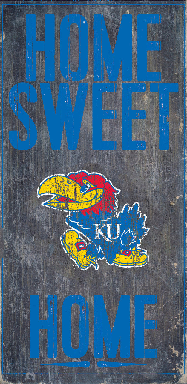 Kansas Jayhawks Wood Sign - Home Sweet Home 6x12