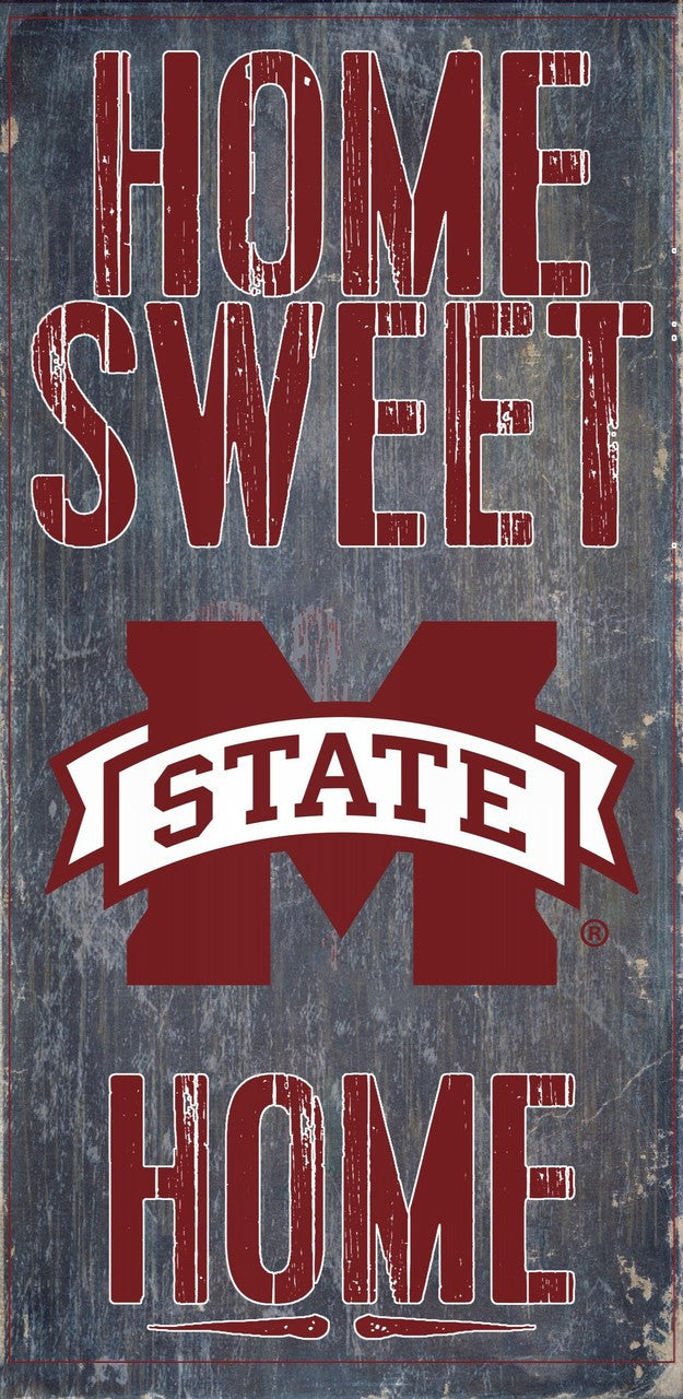 Letrero de madera de Mississippi State Bulldogs: Home Sweet Home, 6 x 12