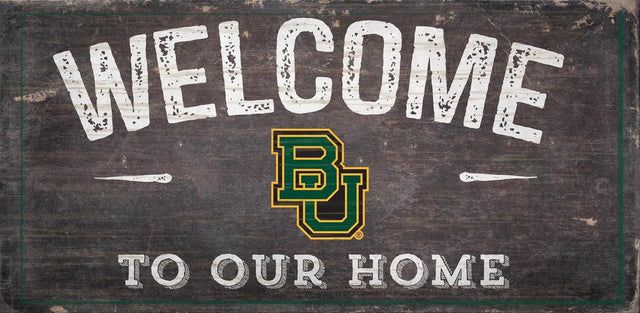 Letrero de madera de los Baylor Bears de 6 x 12 pulgadas con el texto "Bienvenidos a nuestro diseño para el hogar"