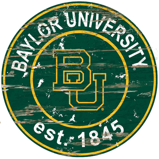 Letrero de madera de los Baylor Bears, redondo, 24"