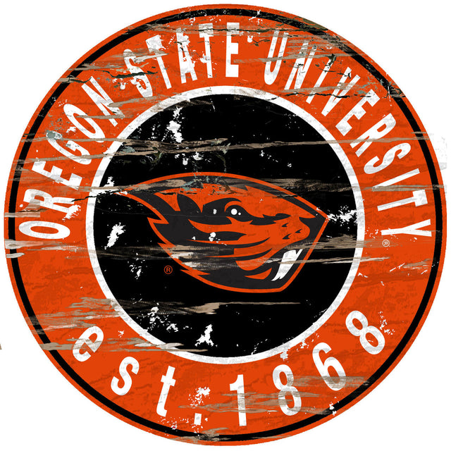 Oregon State Beavers Wood Sign - 24" Round