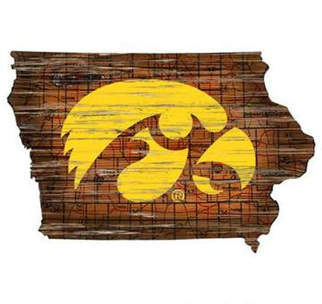 Letrero de madera de Iowa Hawkeyes: arte mural estatal