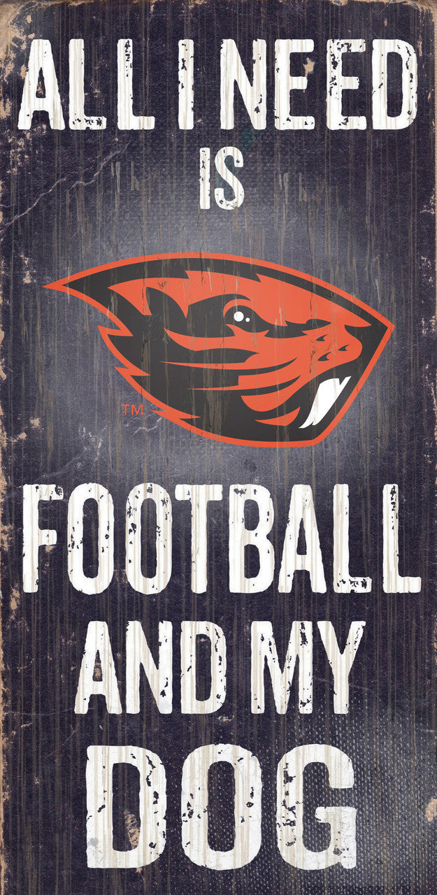 Oregon State Beavers Sign Wood 6x12 Football and Dog Design