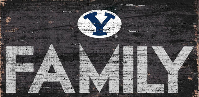 Letrero de madera de 12 x 6 de los BYU Cougars con diseño familiar