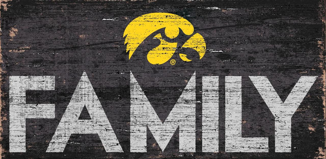 Letrero de madera de 12 x 6 de Iowa Hawkeyes con diseño familiar