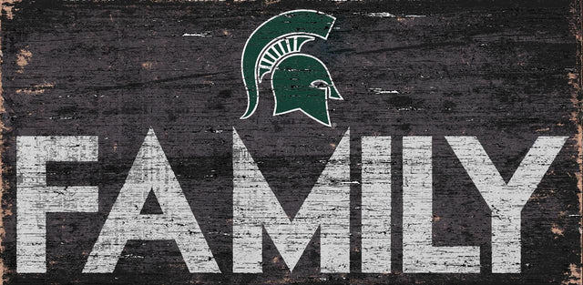 Letrero de madera de 12 x 6 de los Spartans de Michigan State con diseño familiar