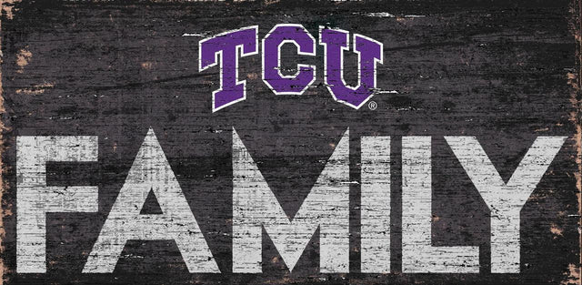 TCU Horned Frogs Sign Wood 12x6 Family Design