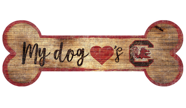 South Carolina Gamecocks Sign Wood 6x12 Dog Bone Shape