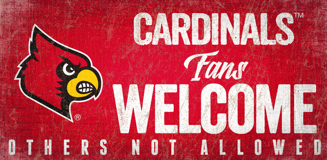 Louisville Cardinals Wood Sign Fans Welcome 12x6