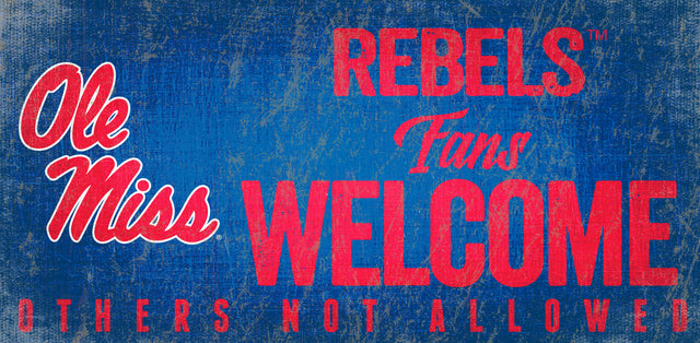 Mississippi Rebels Wood Sign Fans Welcome 12x6