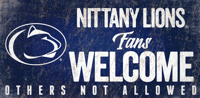 Letrero de madera de 12 x 6 pulgadas con el mensaje "Bienvenidos los fanáticos" de Penn State Nittany Lions