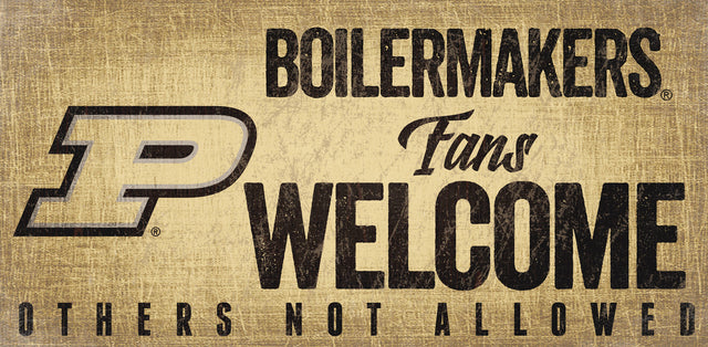 Purdue Boilermakers Wood Sign Fans Welcome 12x6