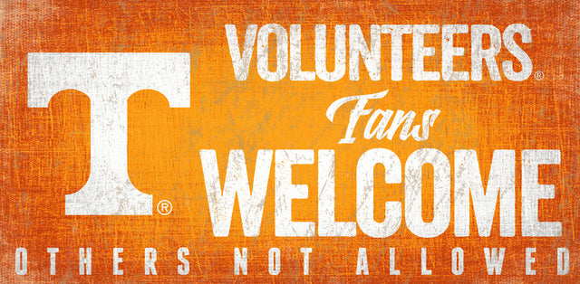 Cartel de madera de 12 x 6 de los voluntarios de Tennessee para dar la bienvenida a los fanáticos