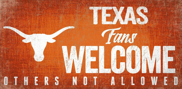 Letrero de madera de 12 x 6 de Texas Longhorns para que los fanáticos se sientan bienvenidos