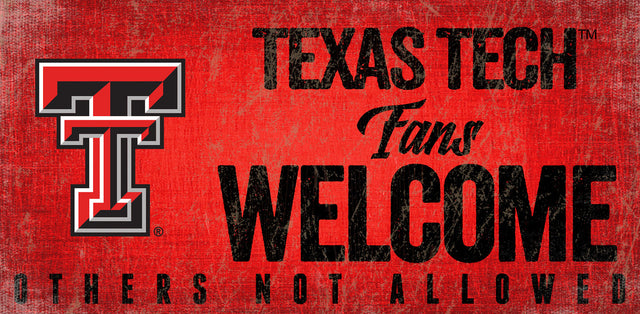 Letrero de madera de los Texas Tech Red Raiders: "Bienvenidos los fanáticos", 12 x 6