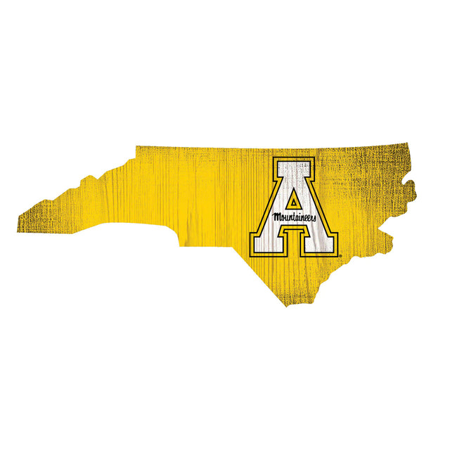 Appalachian State Mountaineers Sign Wood 12" Team Color State Shape Design