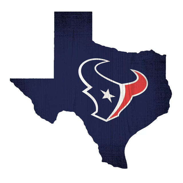 Letrero de madera de los Houston Texans de 12" con diseño de forma de estado y colores del equipo