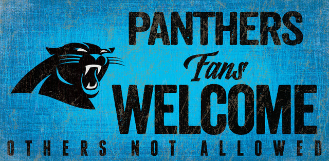 Letrero de madera de los Carolina Panthers: "Bienvenidos los fanáticos", 12 x 6