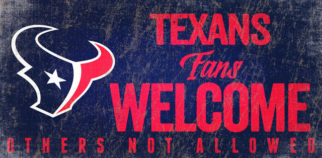 Letrero de madera de los Houston Texans: "Bienvenidos los fanáticos", 12 x 6