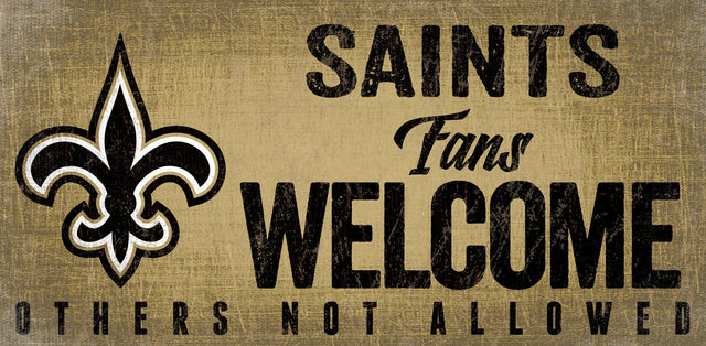 Letrero de madera de los New Orleans Saints: "Bienvenidos los fanáticos", 12 x 6