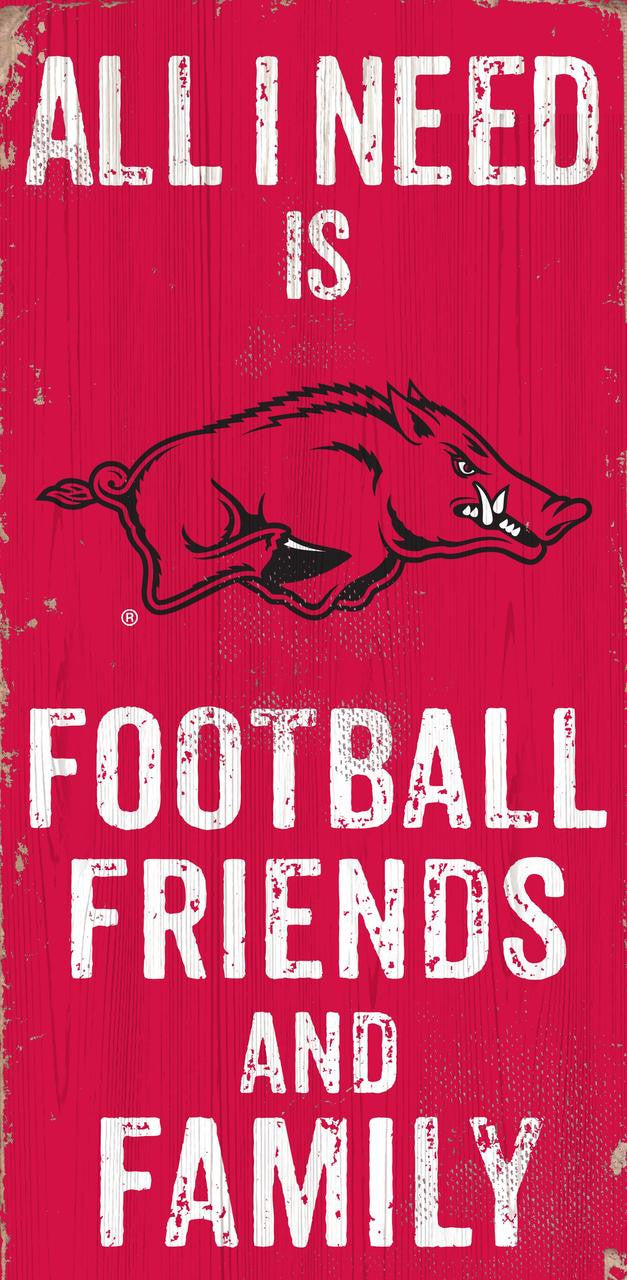 Arkansas Razorbacks Sign Wood 6x12 Football Friends and Family Design Color