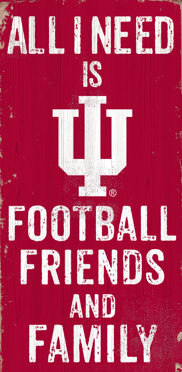 Indiana Hoosiers Sign Wood 6x12 Football Friends and Family Design Color