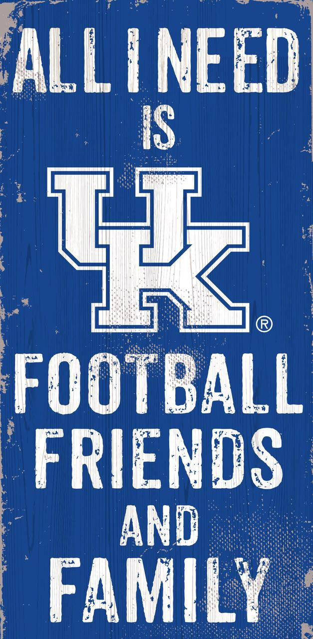 Letrero de madera de Kentucky Wildcats de 6 x 12 pulgadas con diseño de fútbol para amigos y familiares