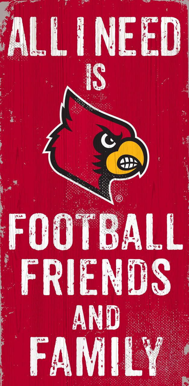 Letrero de madera de los Louisville Cardinals de 6 x 12 pulgadas con diseño de fútbol para amigos y familiares