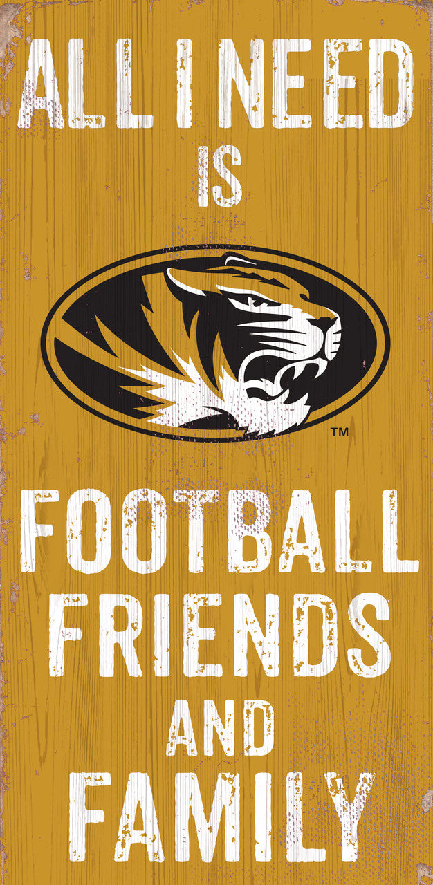 Letrero de madera de los Missouri Tigers de 6 x 12 pulgadas, diseño de fútbol para amigos y familiares, color