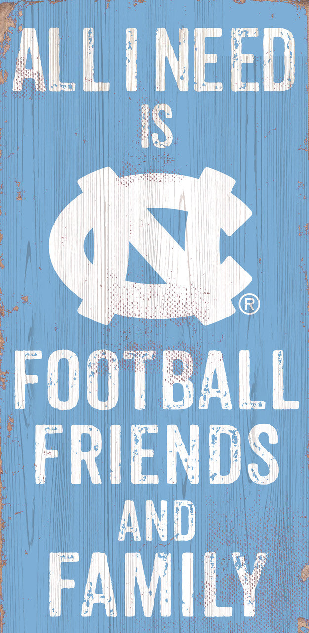 North Carolina Tar Heels Sign Wood 6x12 Football Friends and Family Design Color