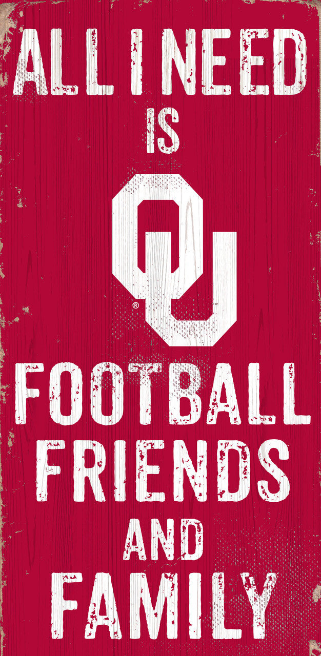 Letrero de madera de 6 x 12 de los Oklahoma Sooners con diseño de fútbol para amigos y familiares