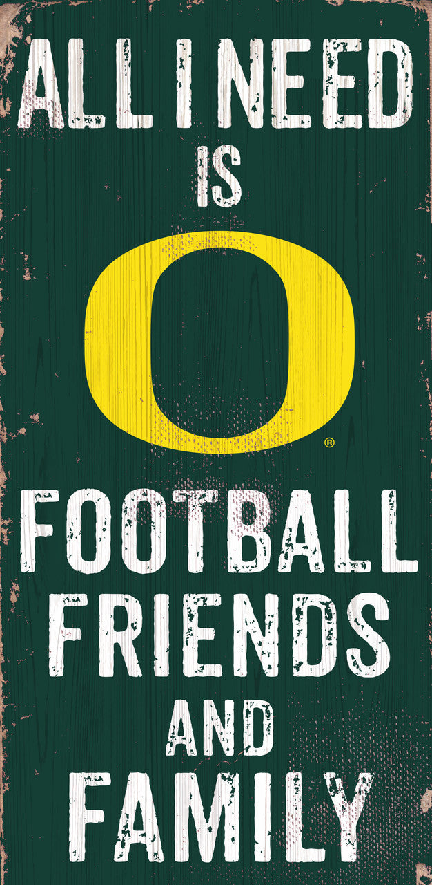 Oregon Ducks Sign Wood 6x12 Football Friends and Family Design Color