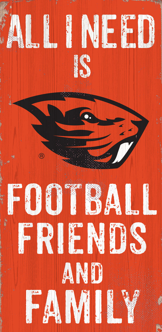 Oregon State Beavers Sign Wood 6x12 Football Friends and Family Design Color