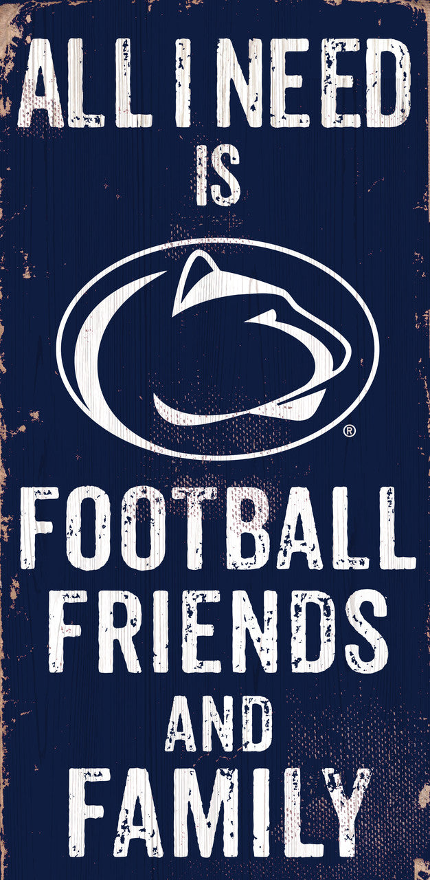 Penn State Nittany Lions Sign Wood 6x12 Football Friends and Family Design Color