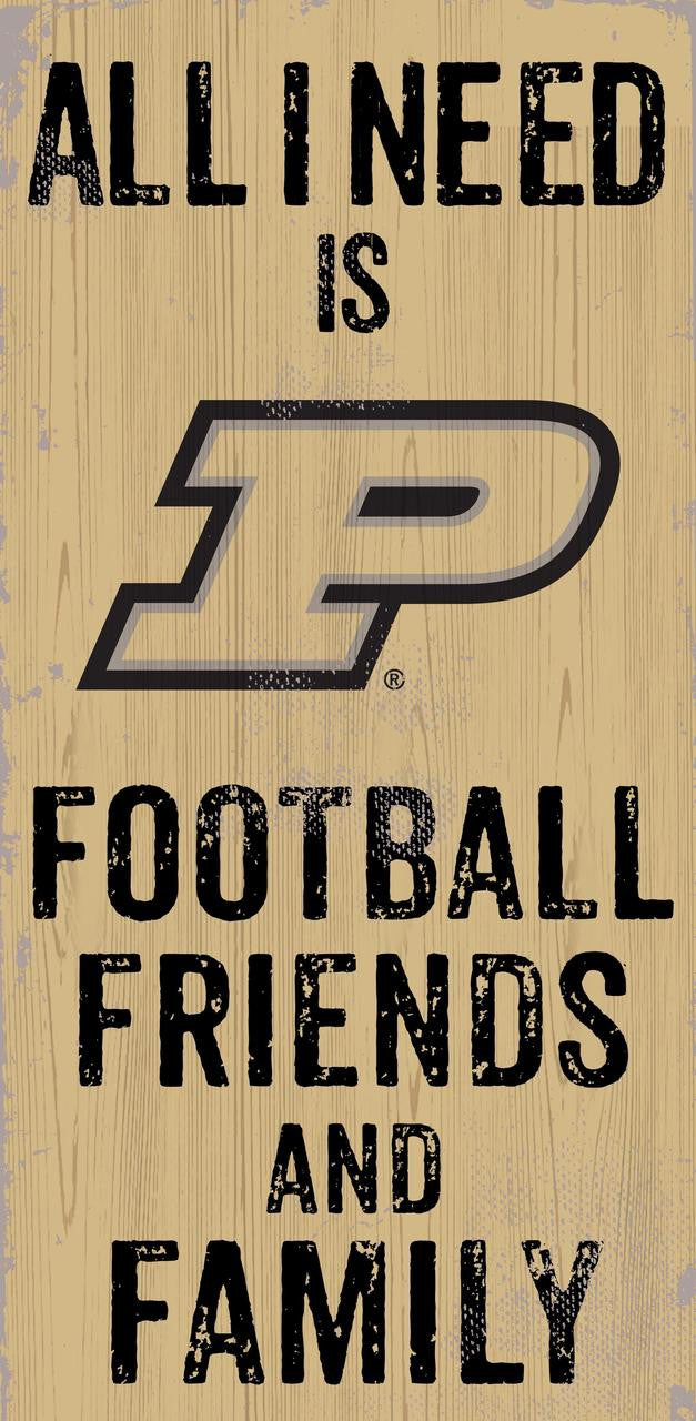 Letrero de madera de 6 x 12 pulgadas con diseño de fútbol para amigos y familiares de Purdue Boilermakers