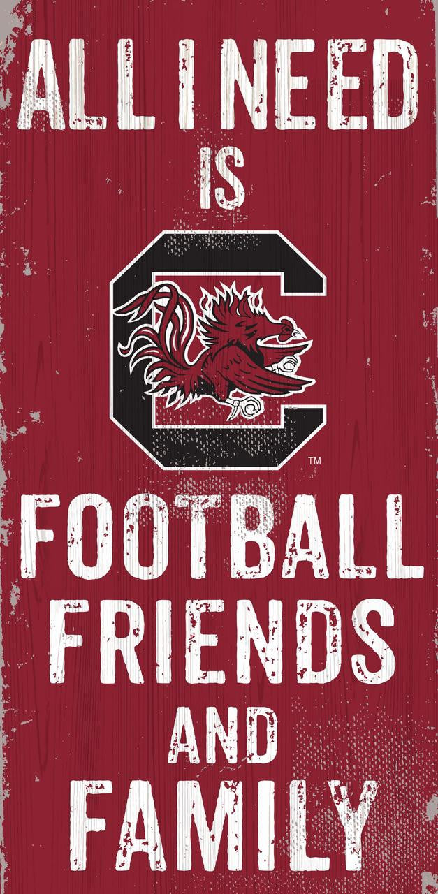 South Carolina Gamecocks Sign Wood 6x12 Football Friends and Family Design Color