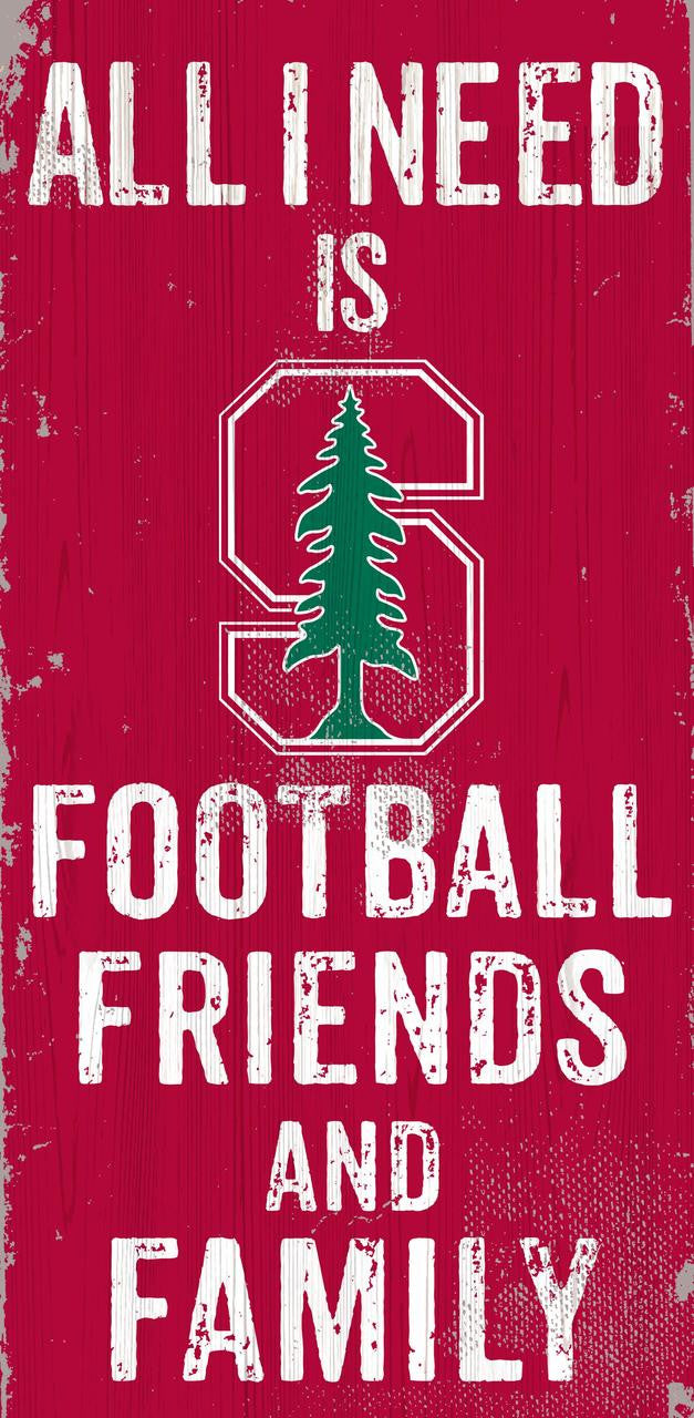 Stanford Cardinal Sign Wood 6x12 Football Friends and Family Design Color