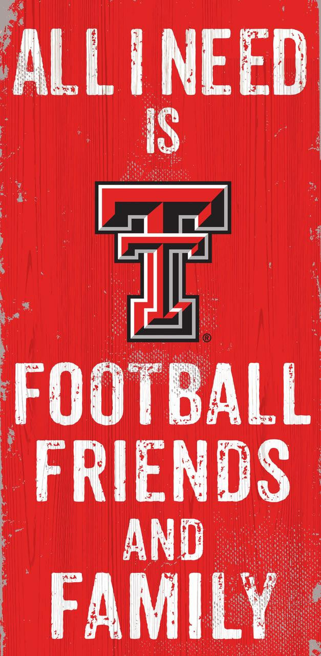 Texas Tech Red Raiders Sign Wood 6x12 Football Friends and Family Design Color