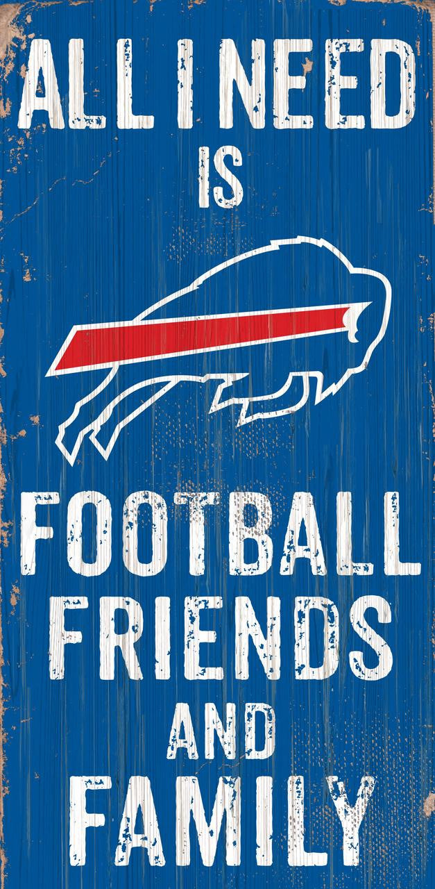 Buffalo Bills Sign Wood 6x12 Football Friends and Family Design Color