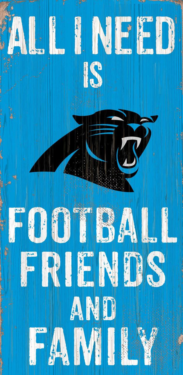 Letrero de madera de los Carolina Panthers de 6 x 12 pulgadas con diseño de amigos y familiares a color