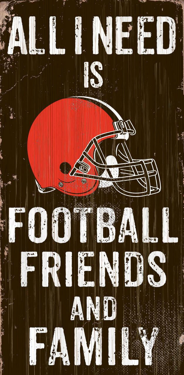 Cleveland Browns Sign Wood 6x12 Football Friends and Family Design Color