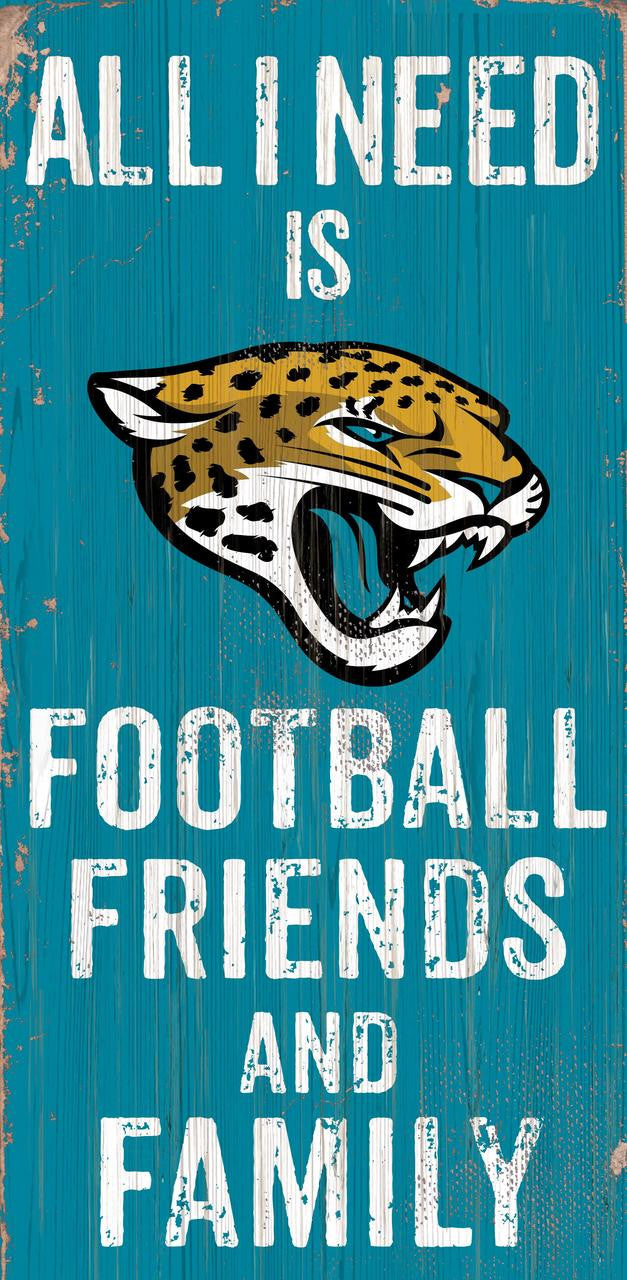 Jacksonville Jaguars Sign Wood 6x12 Football Friends and Family Design Color