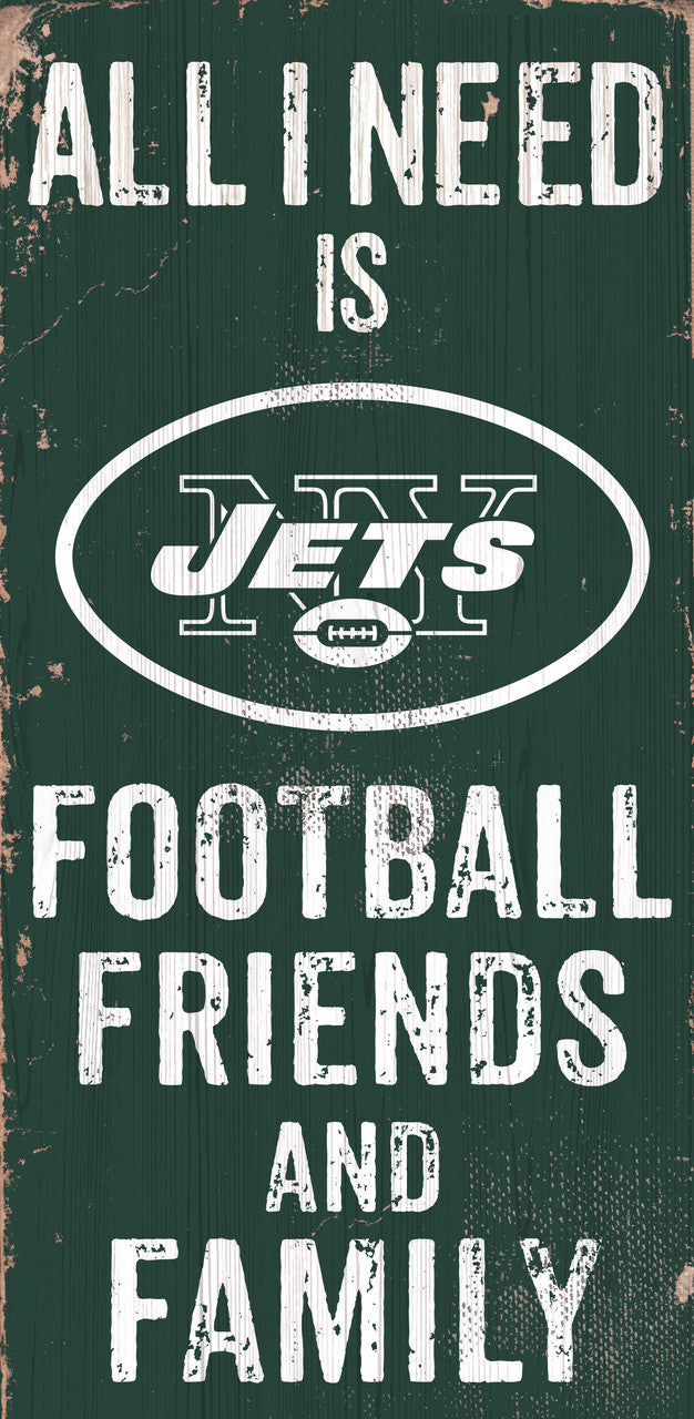 New York Jets Sign Wood 6x12 Football Friends and Family Design Color