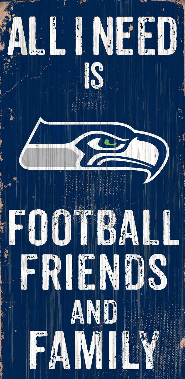 Letrero de madera de los Seattle Seahawks de 6 x 12 pulgadas con diseño de fútbol para amigos y familiares