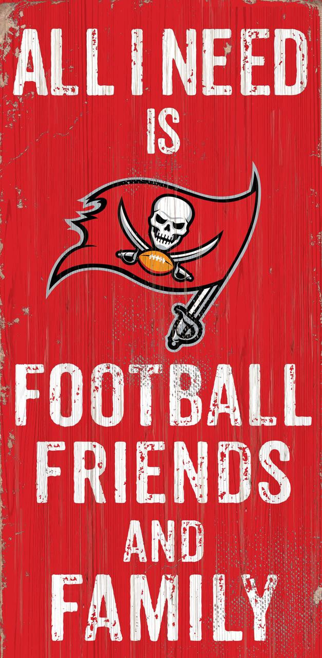 Tampa Bay Buccaneers Sign Wood 6x12 Football Friends and Family Design Color