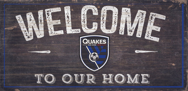 Letrero de madera de 6 x 12 de los San Jose Earthquakes Bienvenido a nuestro diseño de hogar